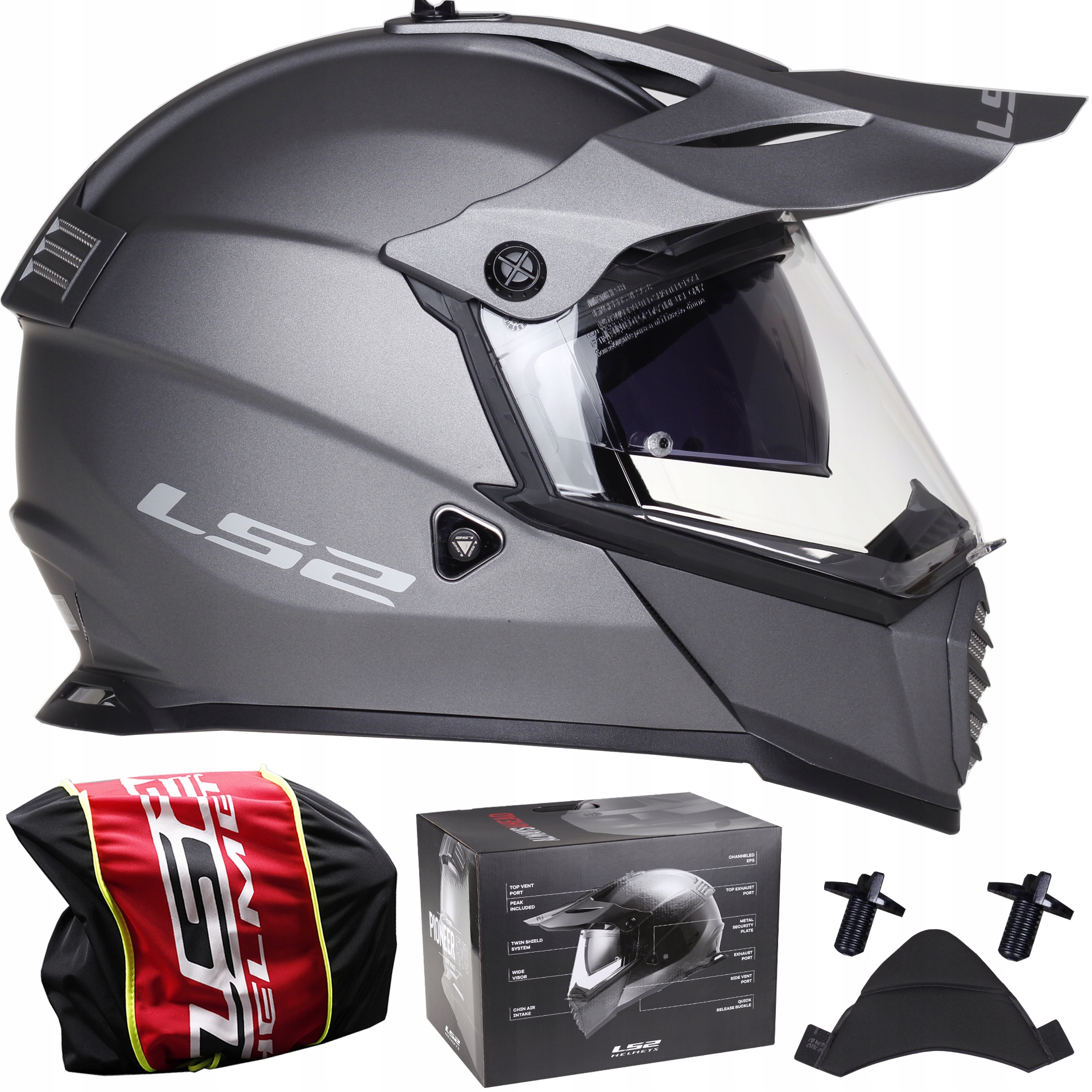 LS2 MX436 PIONEER EVO titan PRILBA CROSS ENDURO ATV