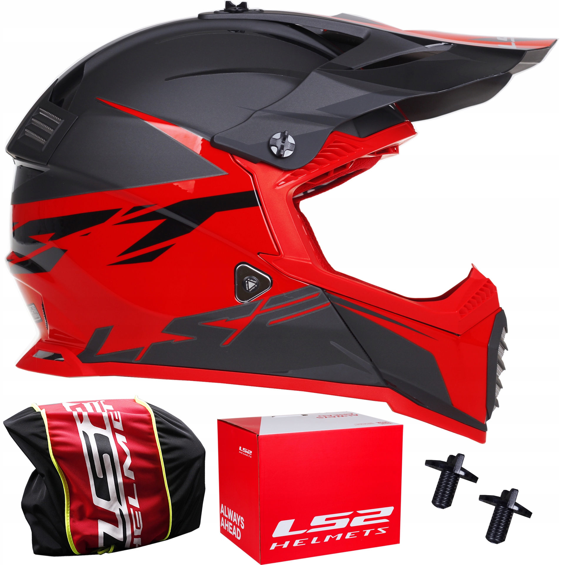 PRILBA LS2 MX437 FAST EVO CROSS ATV ROAR ČERVENÁ