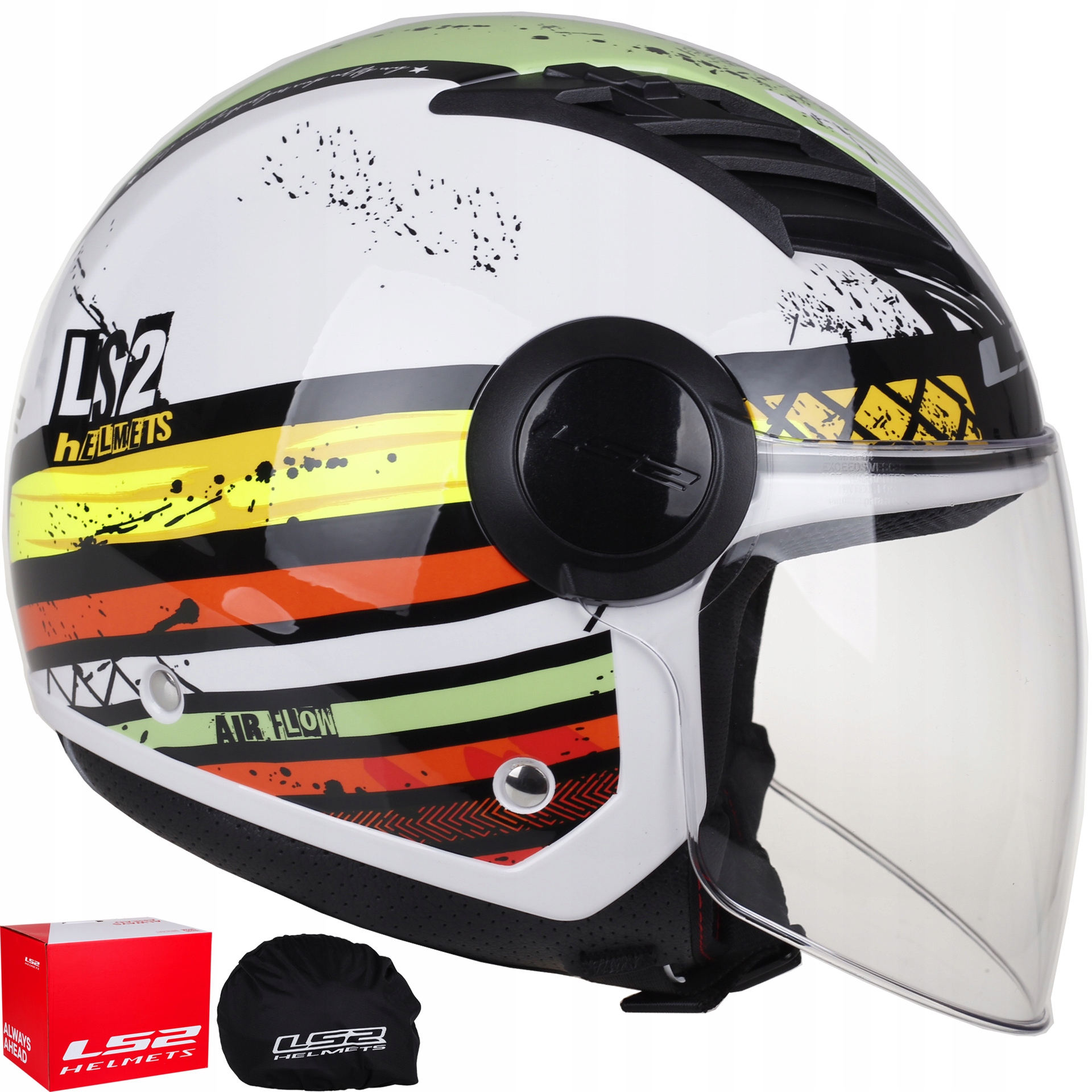 LS2 OF562 AIRFLOW RONNIE GREEN OPEN HELMET JET
