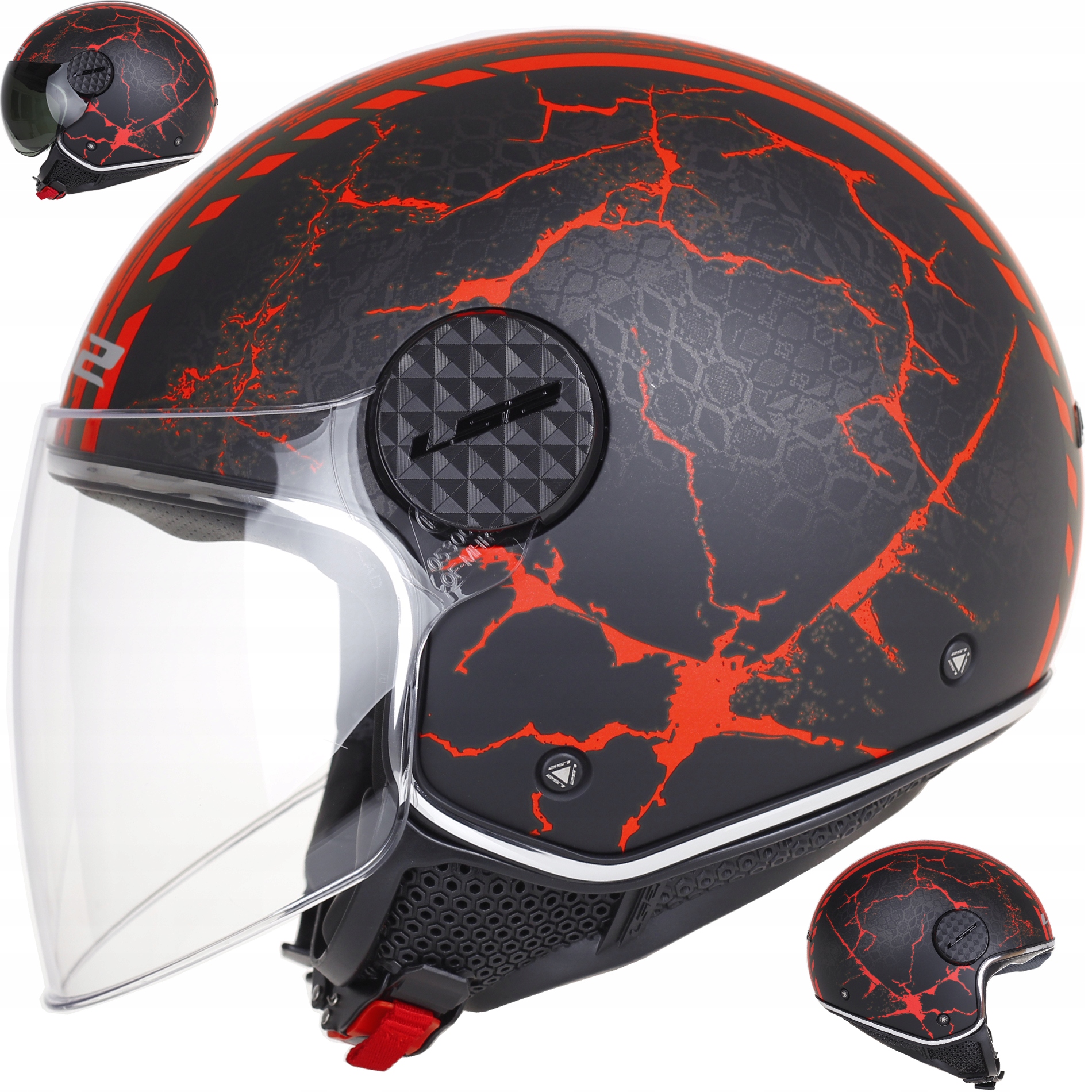 LS2 SPHERE LUX SNAKE Red OTVORENÁ PRILBA 2 okná