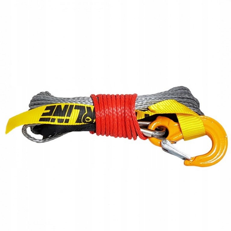 Syntetické lano s háčikom na náprstok 5 mm x 15 m 2,9 T sivé
