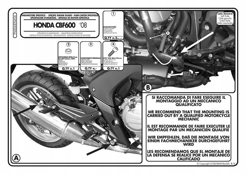 Padací rám MB Givi TN456 Honda CBF600S / CBF600N