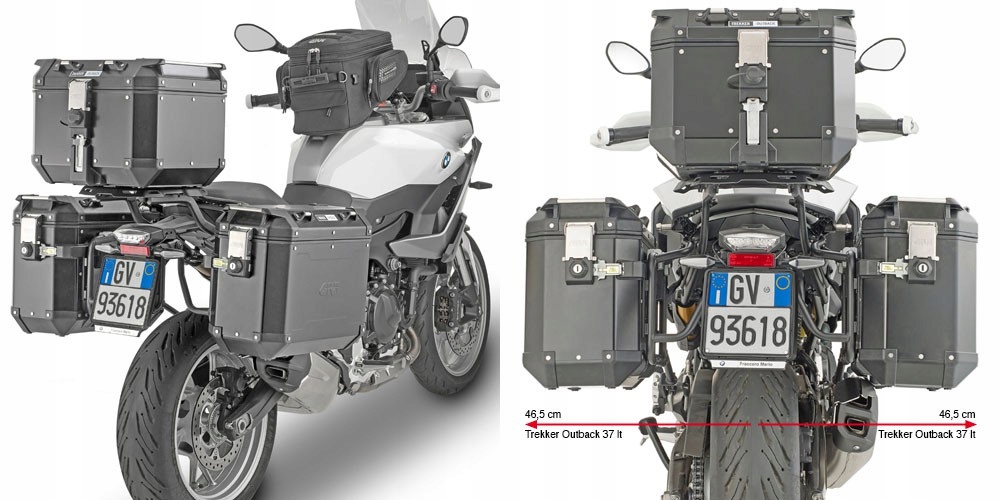 Regál MB Givi pod bočnými kuframi Outback BMW F900XR