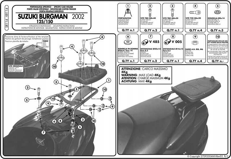 MB Rám pod kufrom Givi Suzuki Burgman UH125 150