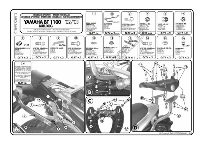 MB rám pre kufor Yamaha BT1100 Bulldog