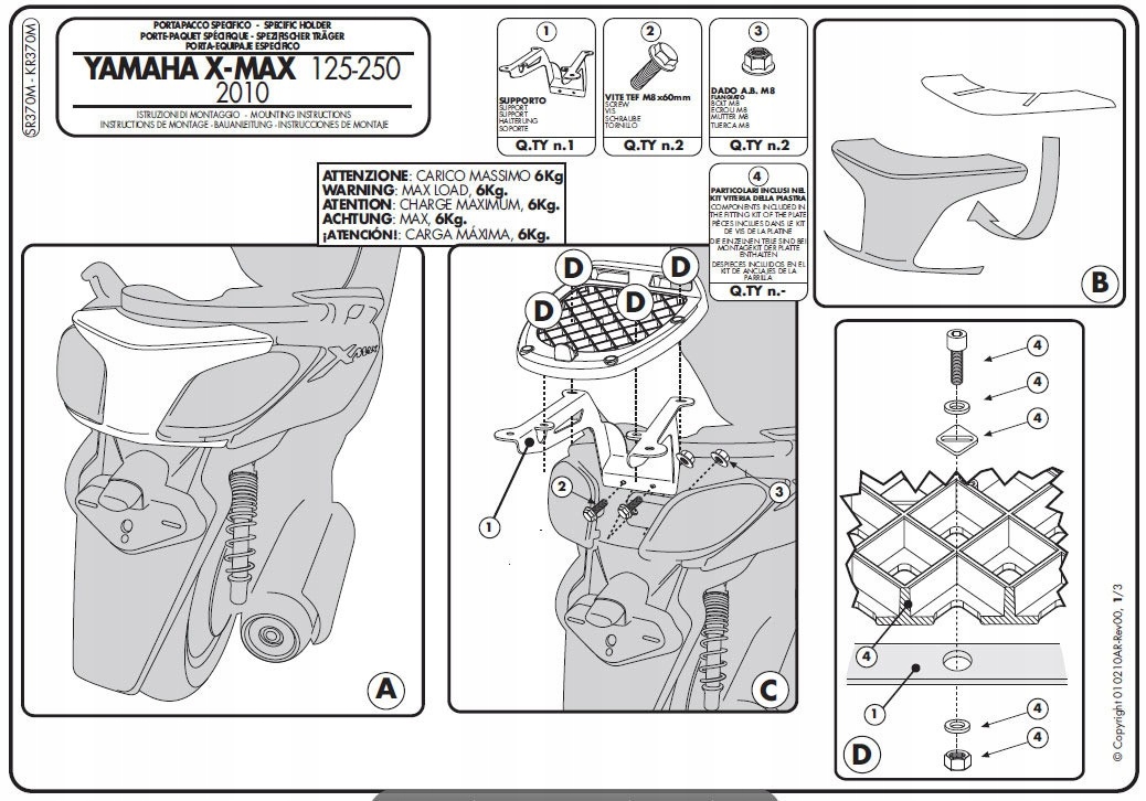 MB rám do kufra Yamaha X-MAX 125 250