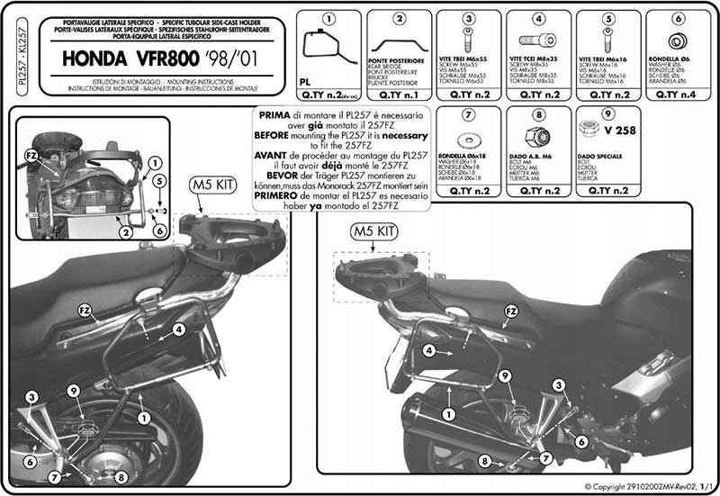 MB nosič pre bočné kufre Monokey Honda VFR800