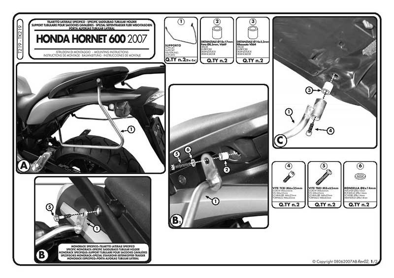 Nosný rám sedlového vaku MB Hornet 600 [07-10]