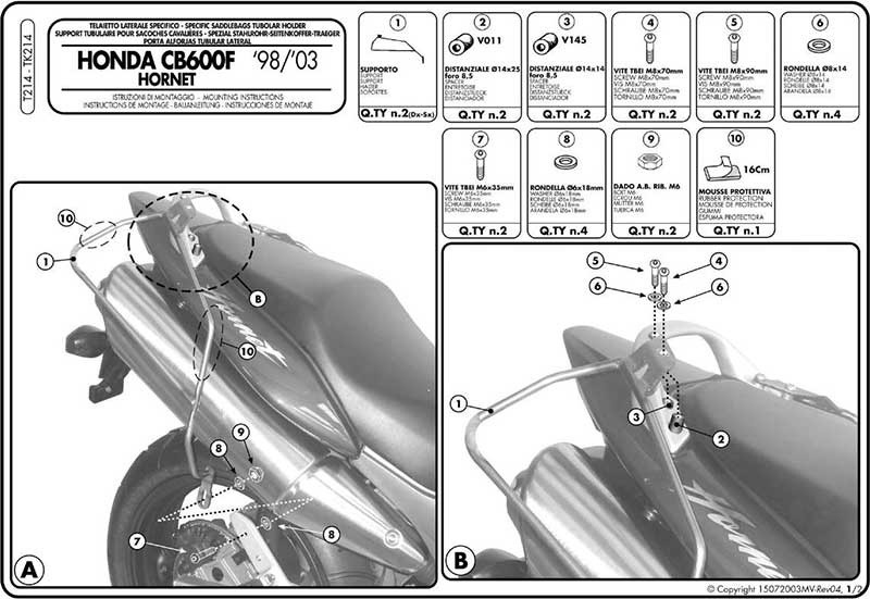 Nosný nosič MB Saddlebag pre Honda CB600F Hornet