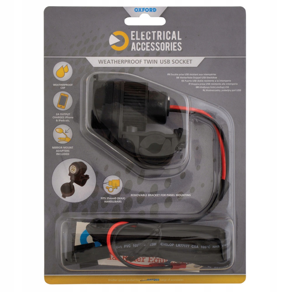 NABÍJANIE MOTOCYKLOV 2X USB OXFORD 12V