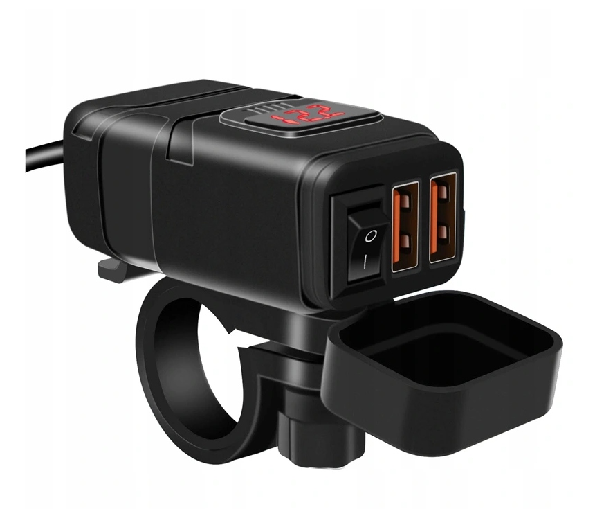 MOTOCYKLOVÝ VOLTMETR USB NABÍJAČKA 2v1 QC AV6