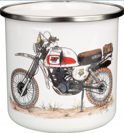 Kovový pohár s motocyklom XT500 Paris Dakar