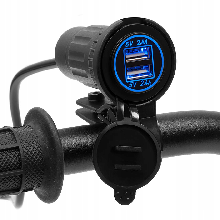 USB zásuvka pre motocykel - 2 x USB 2.4 A + adaptér