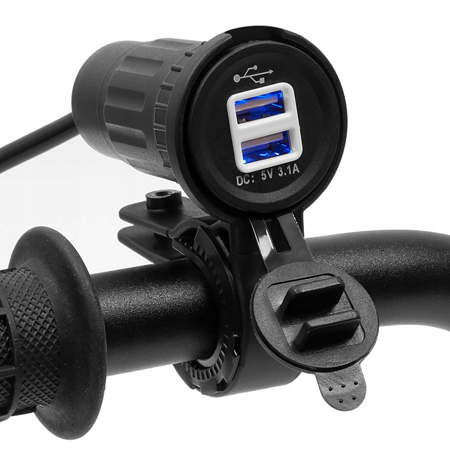 USB zásuvka pre motocykel - 2 x USB 3.1 A + adaptér