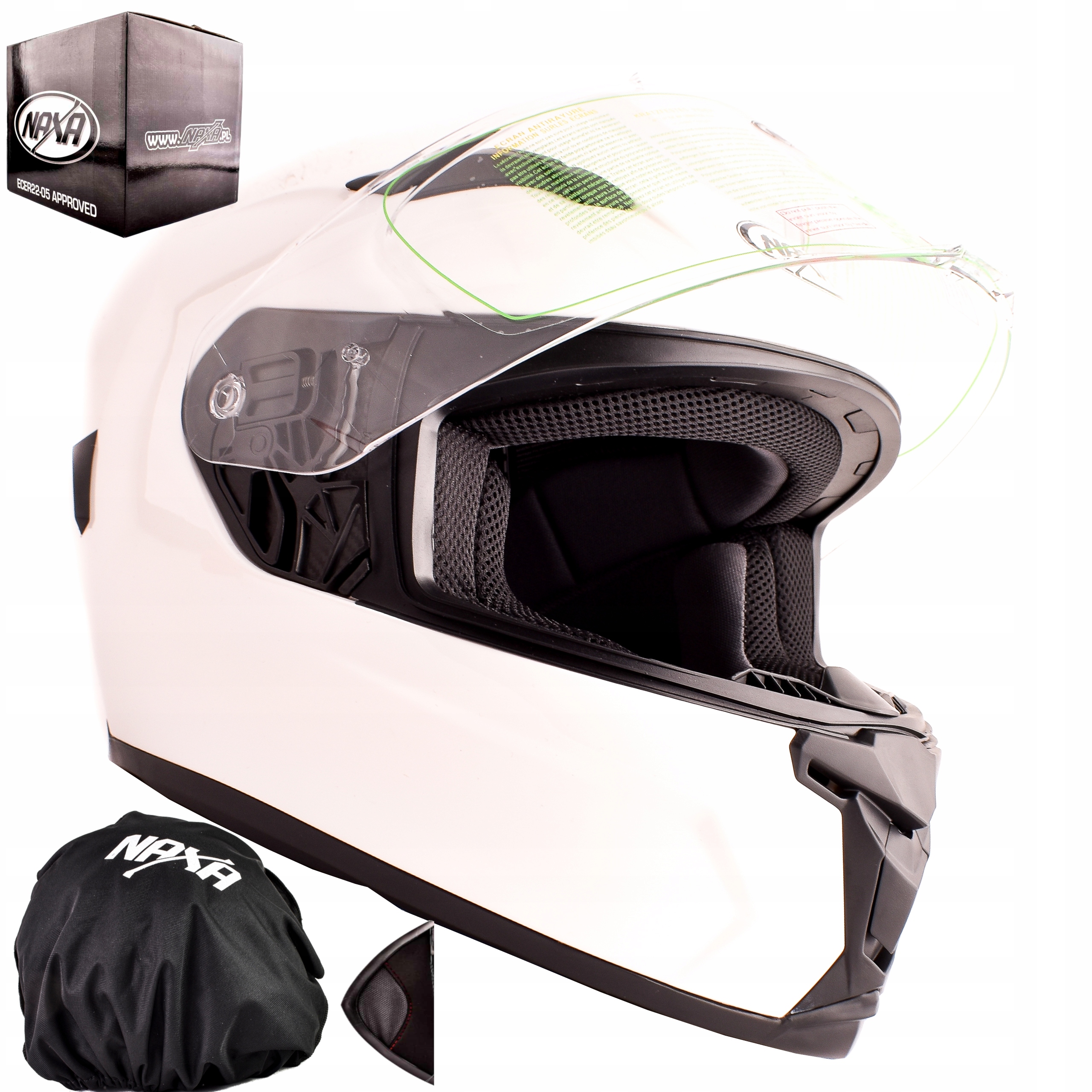PRILBA NAXA F25 / B BIELA LESKOVÁ MOTOCYKLOVÁ veľkosť M.
