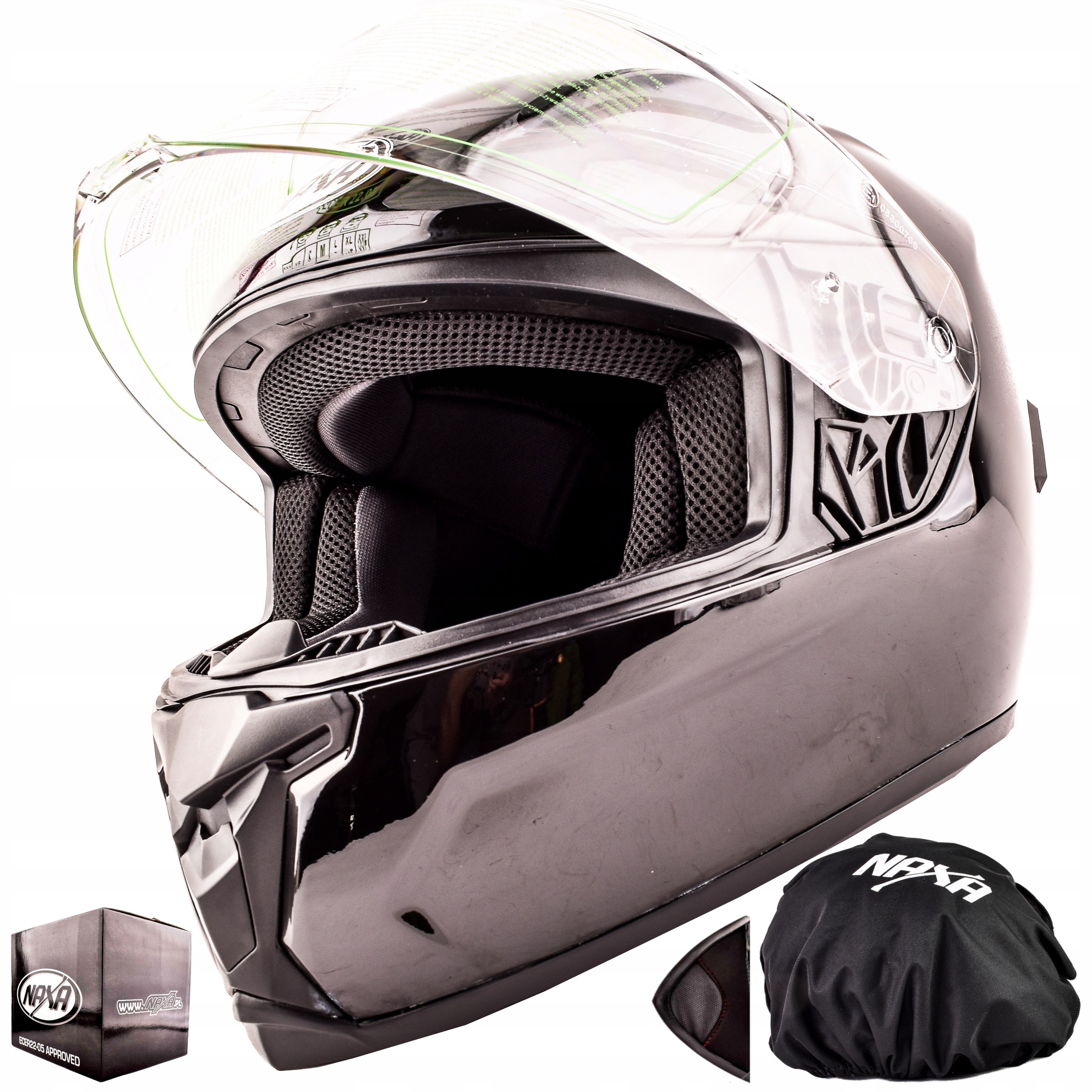 PRILBA NAXA F25 / B ČIERNA LESKOVÁ MOTOCYKLOVÁ veľkosť S.