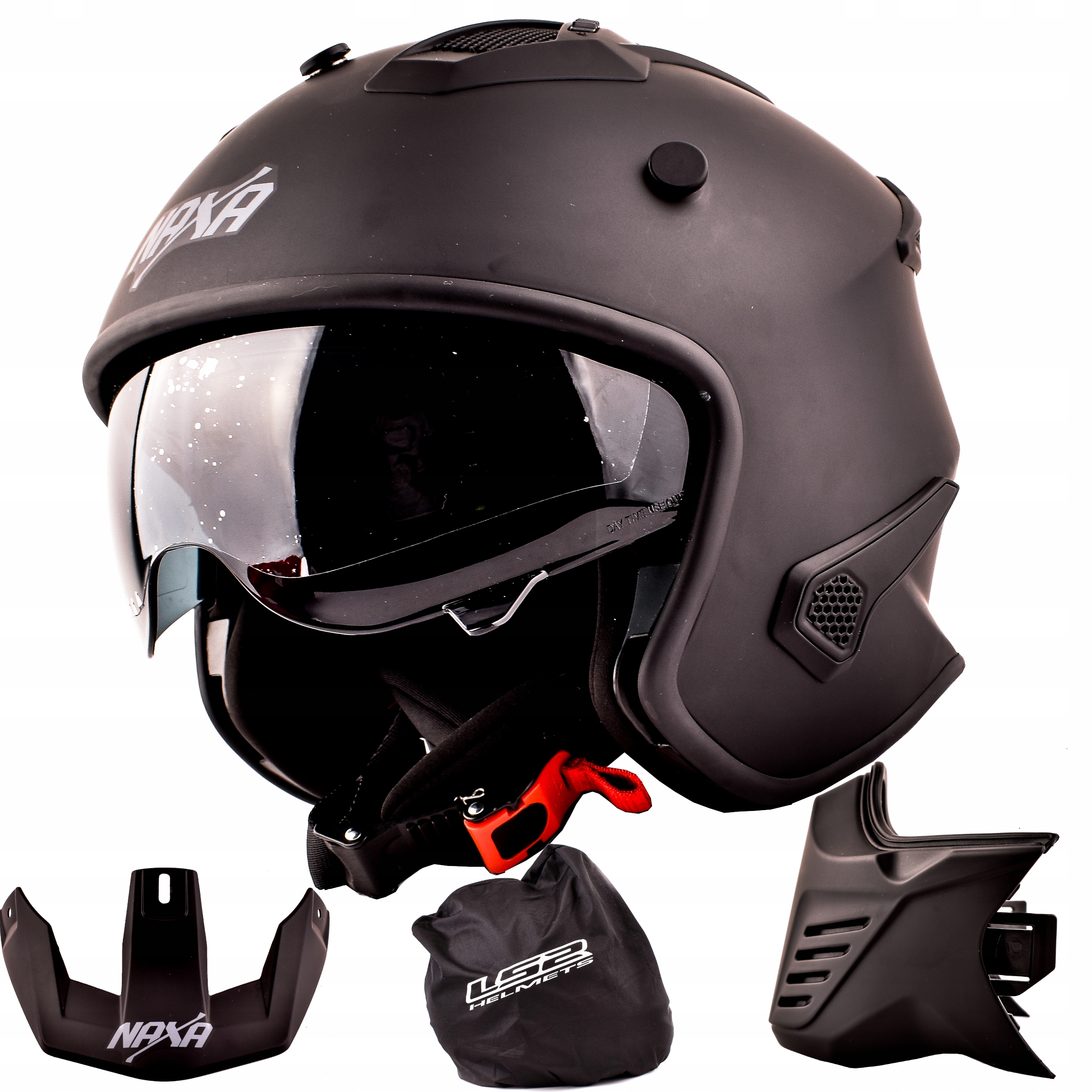 Prilba NAXA S27 s otvorenou tvárou + VISOR + JAWL + BLEND XL