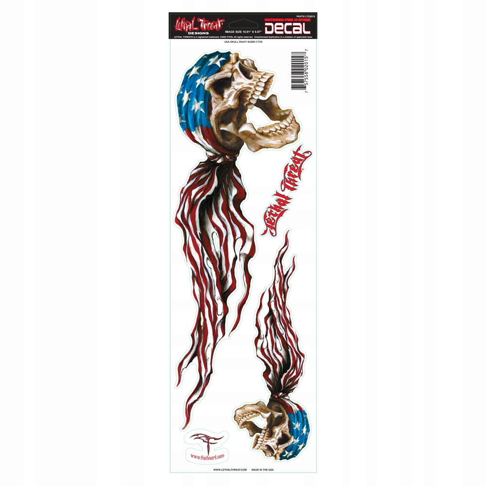 Nálepka Lethal Threat LT02015 USA Lebka 5x18in