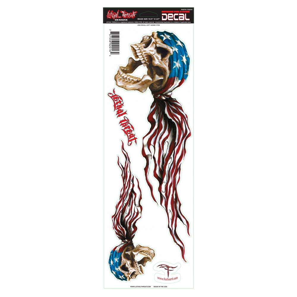 Nálepka Lethal Threat LT02016 USA Lebka 5x18in