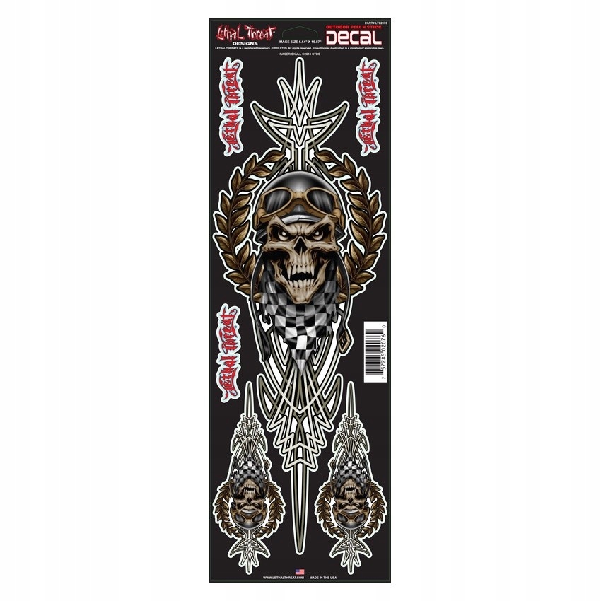 Nálepka Lethal Threat LT02076 Racer Skull 5x18in