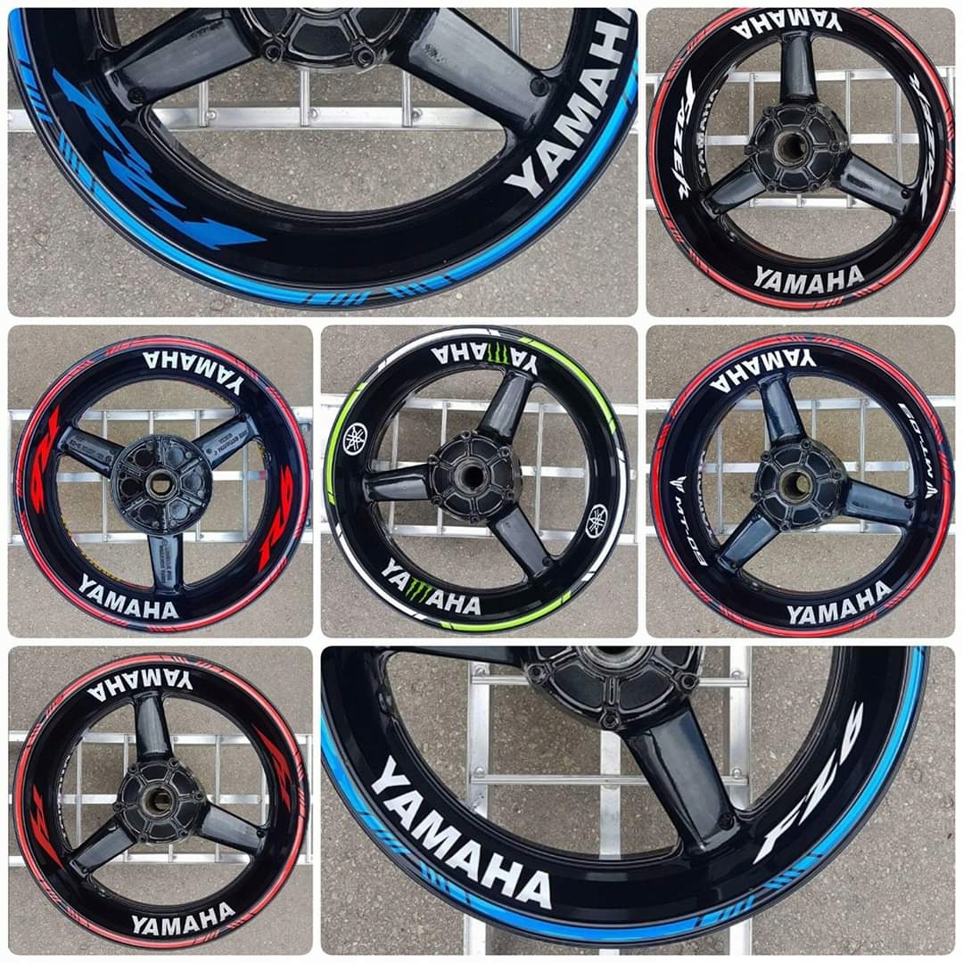 Nálepky na ráfiky YAMAHA R1 R6 FZ1 MT-09 Fazer