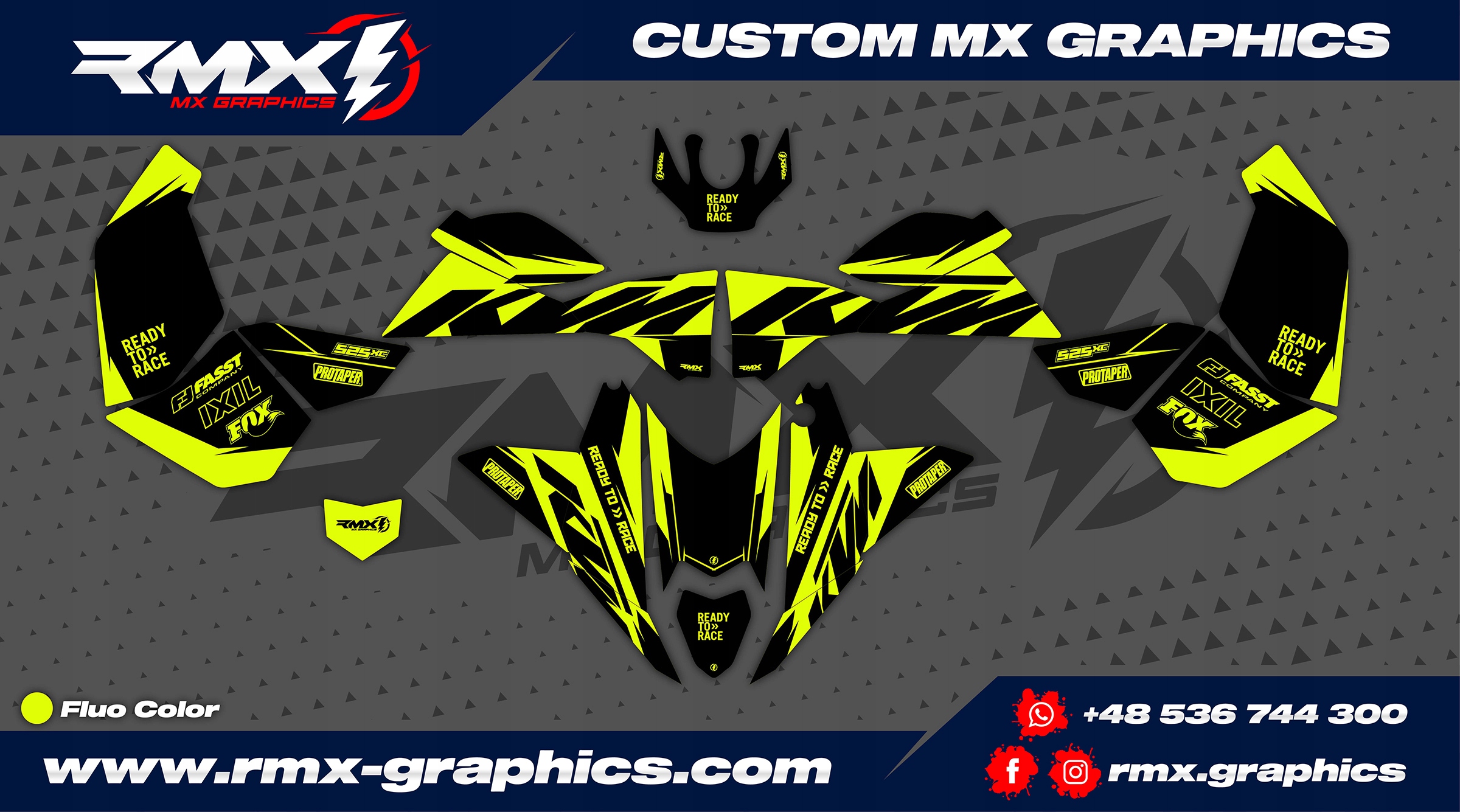 Dyha / samolepky štvorkolka KTM SX XC 450 505 525 Fluo