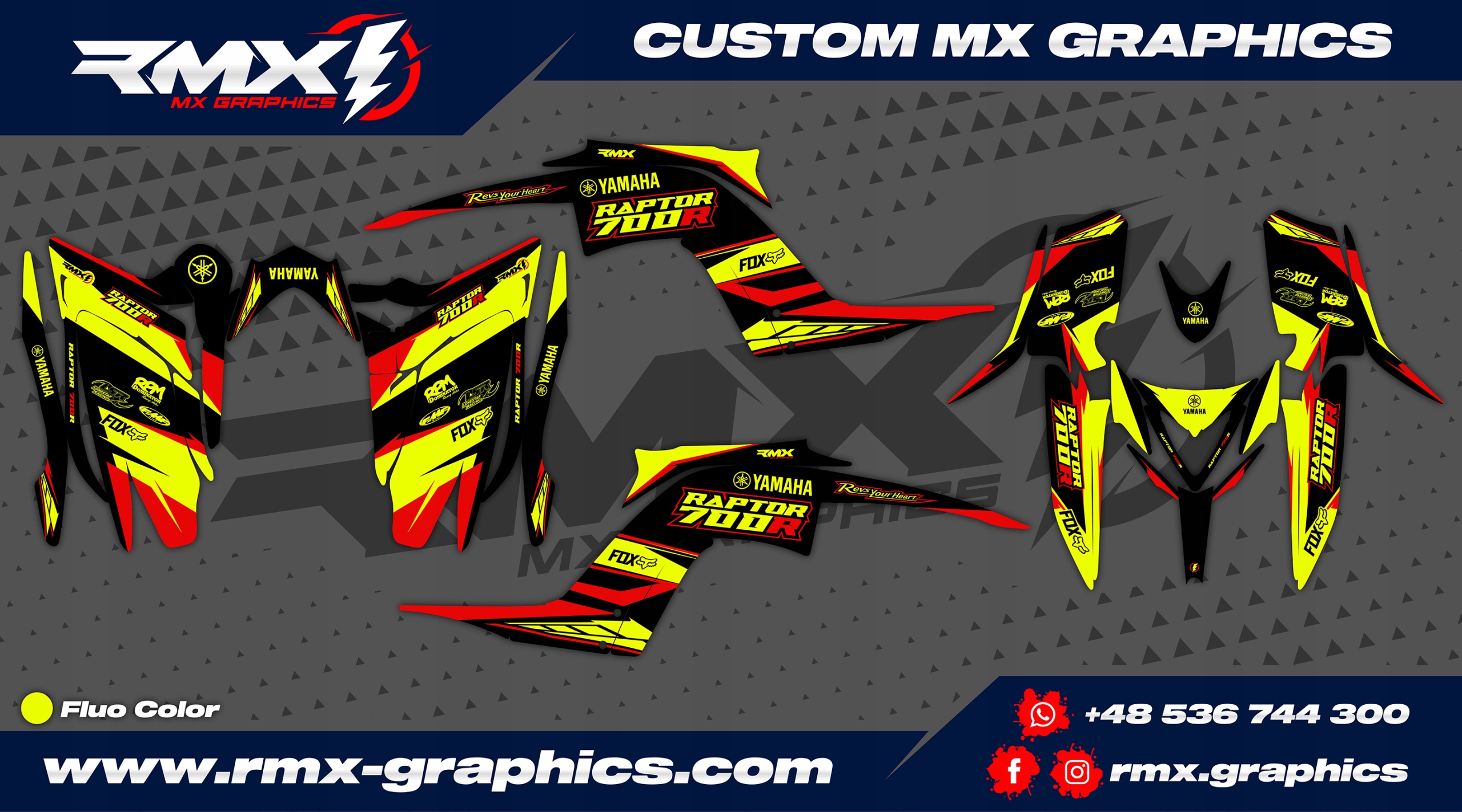 Dyha / samolepky štvorkolka Yamaha 700R 2013-2021 Fluo