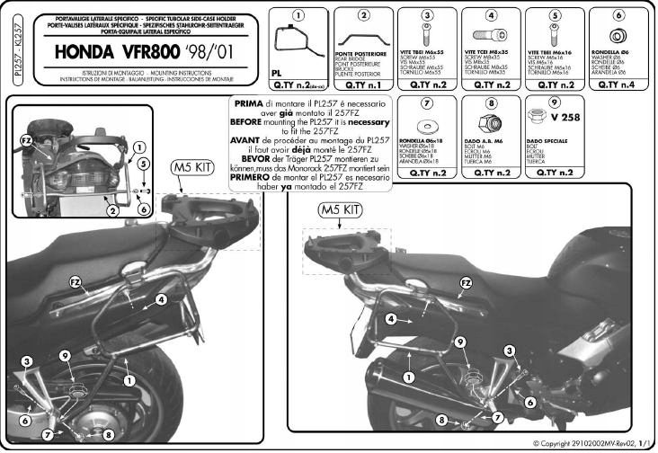 PL257 Givi PL257 Nosič pre bočné kufre Honda VFR