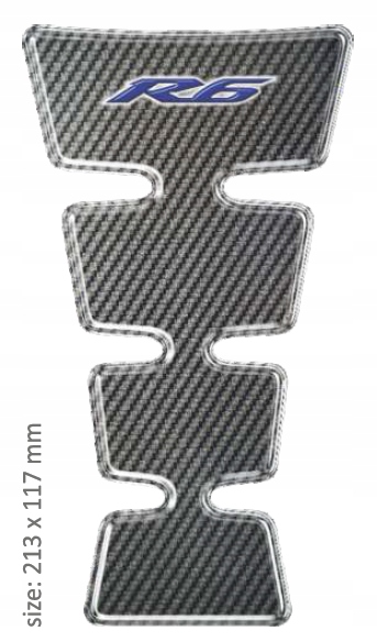 PRINT tankpad zlatý na karbónovom logu Yamaha R6