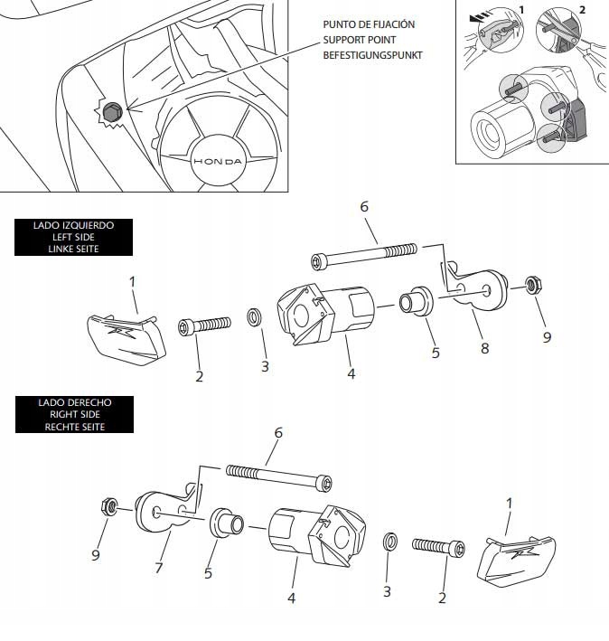 Padacie podložky PUIG 4424N nocut Honda CBR600 RR 07-08
