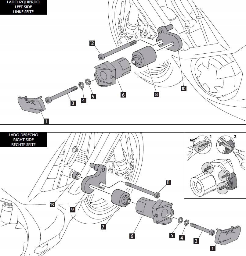 Padacie podložky PUIG 5701N Kawasaki Z1000SX 11-16