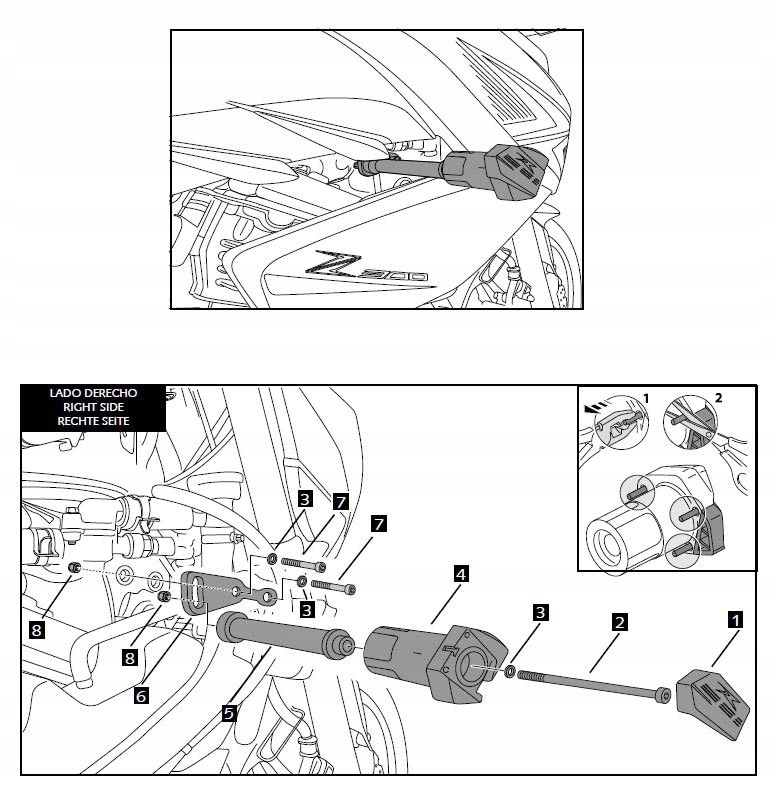 Padacie podložky PUIG 7717N Kawasaki Z300 15-17