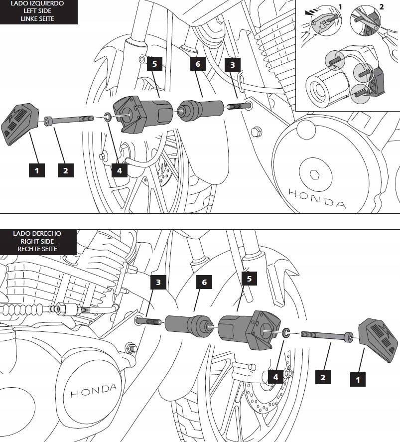 Padacie podložky PUIG 7931N s adaptérmi Honda CB125F