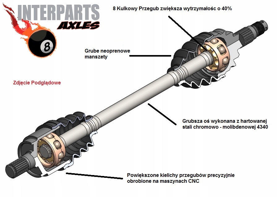 Hnací hriadeľ krajný predný Polaris Sportsman 550 850
