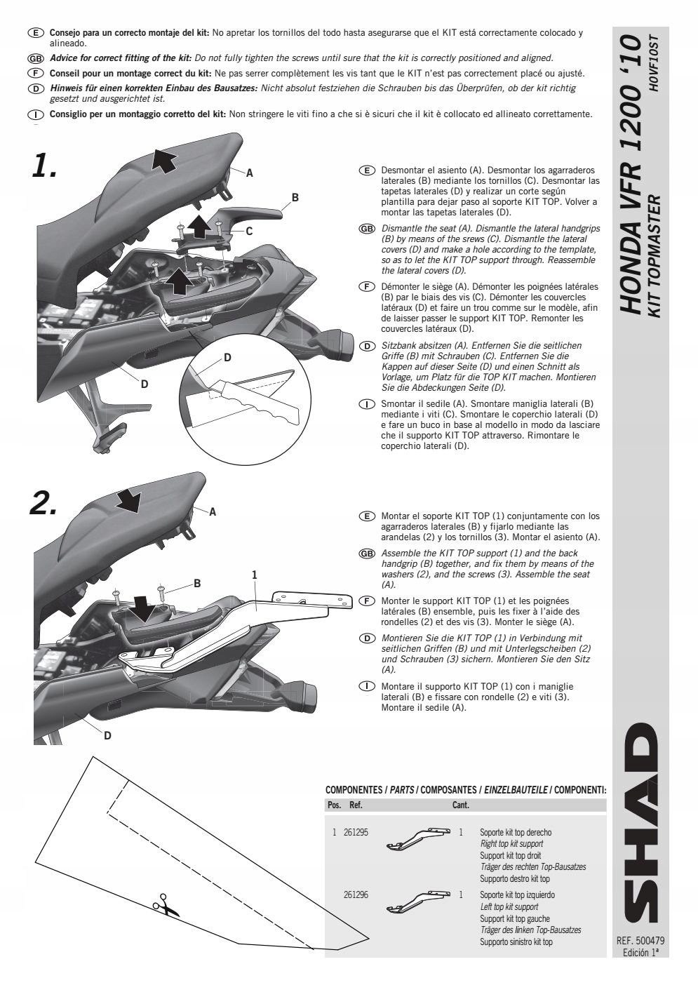 ZARIADENIE KSHH0VF10ST RÁM ZADNÝ SKRUTKA ZADNÁ HONDA VFR 1200F