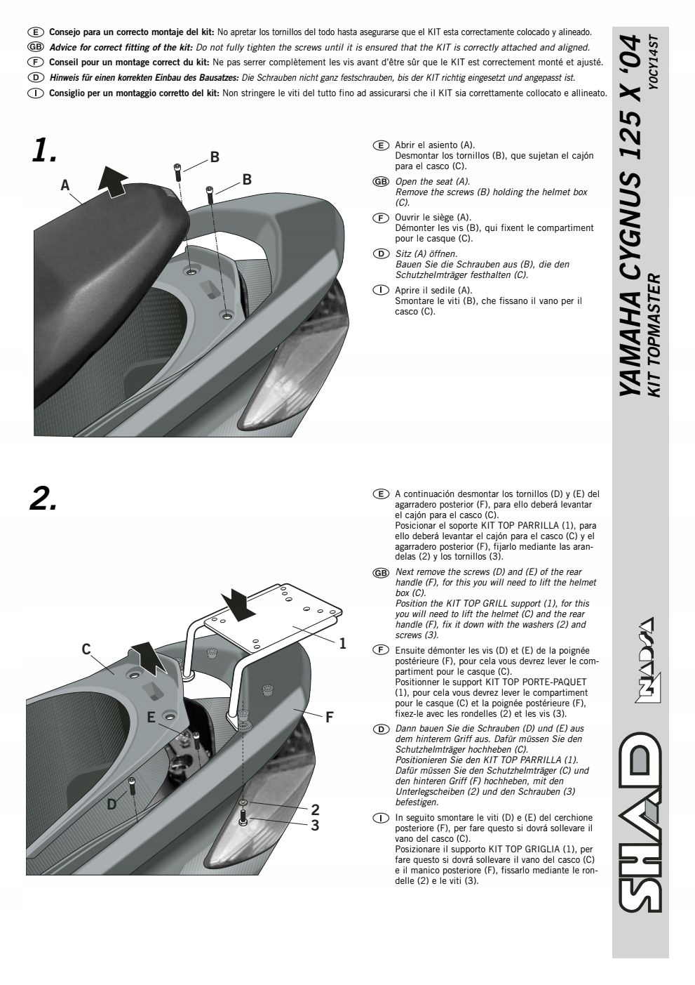 SHAD Y0CY14ST BOX RÁM ZADNÝ YAMAHA CYGNUS X