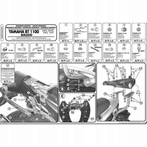 STREDNÝ RÁMOVÝ RÁM. YAMAHA BT 1100 BULLDOG 02-09