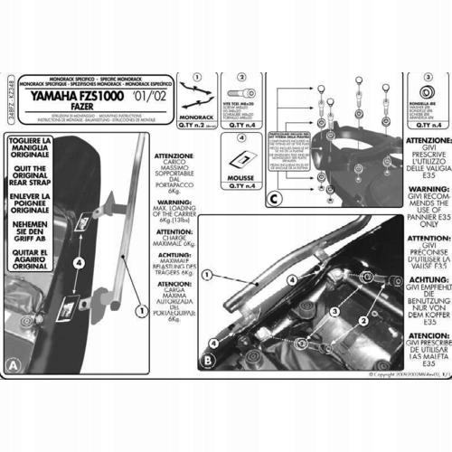 STREDNÝ RÁMOVÝ RÁM. YAMAHA FZS 1000 FAZER 01-05