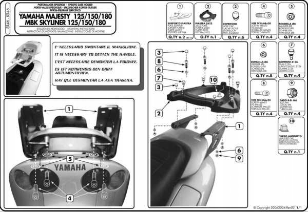 STREDNÝ RÁMOVÝ RÁM. YAMAHA MAJESTY 125/150/180
