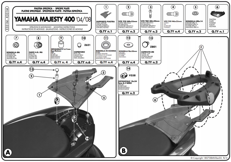 STREDNÝ RÁMOVÝ RÁM. YAMAHA MAJESTY 400 04-14