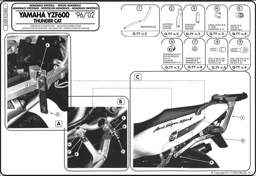 STREDNÝ RÁMOVÝ RÁM. YAMAHA YZF 600 THUNDER KAT