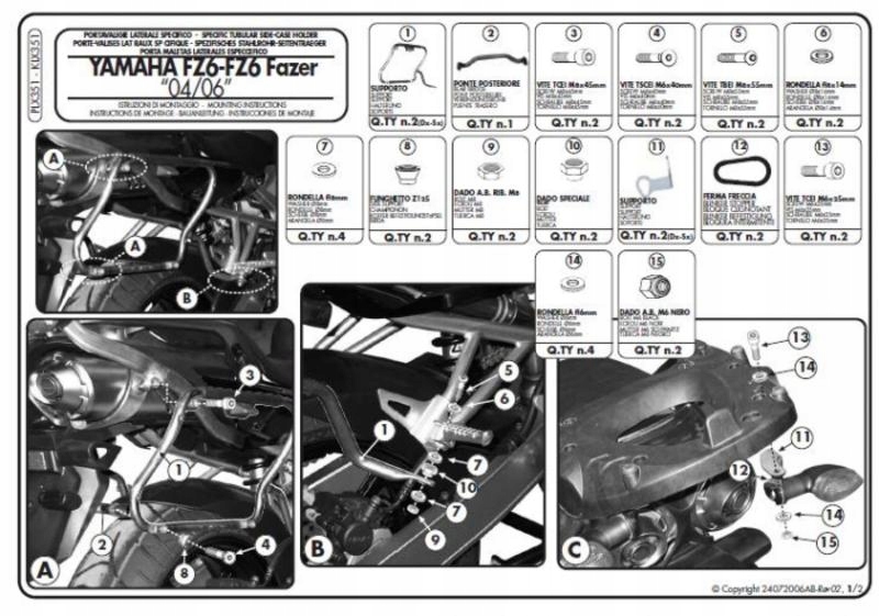 RÁM PRE BOČNÉ PRÍPADY YAMAHA FZ6 / FAZER (04-06)