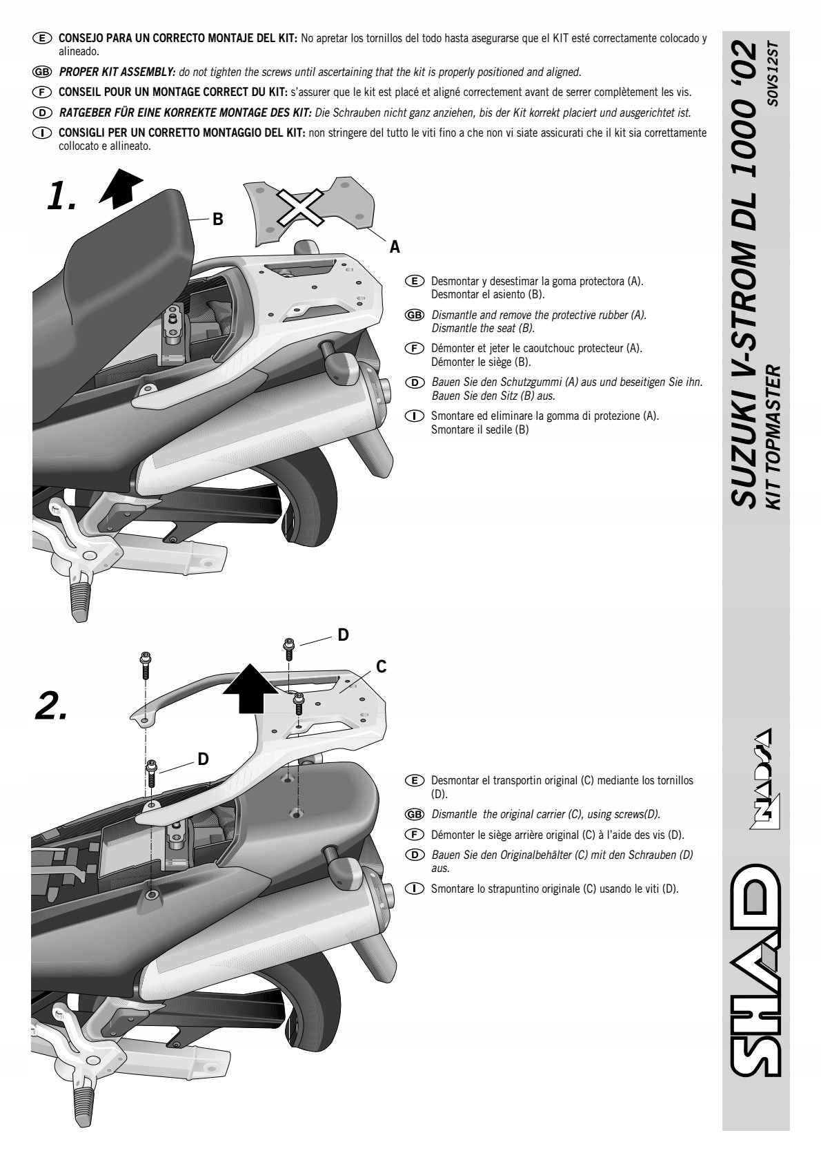 Tienidlo na rám KSHS0VS12ST SUZUKI V-STROM 1000 02/13