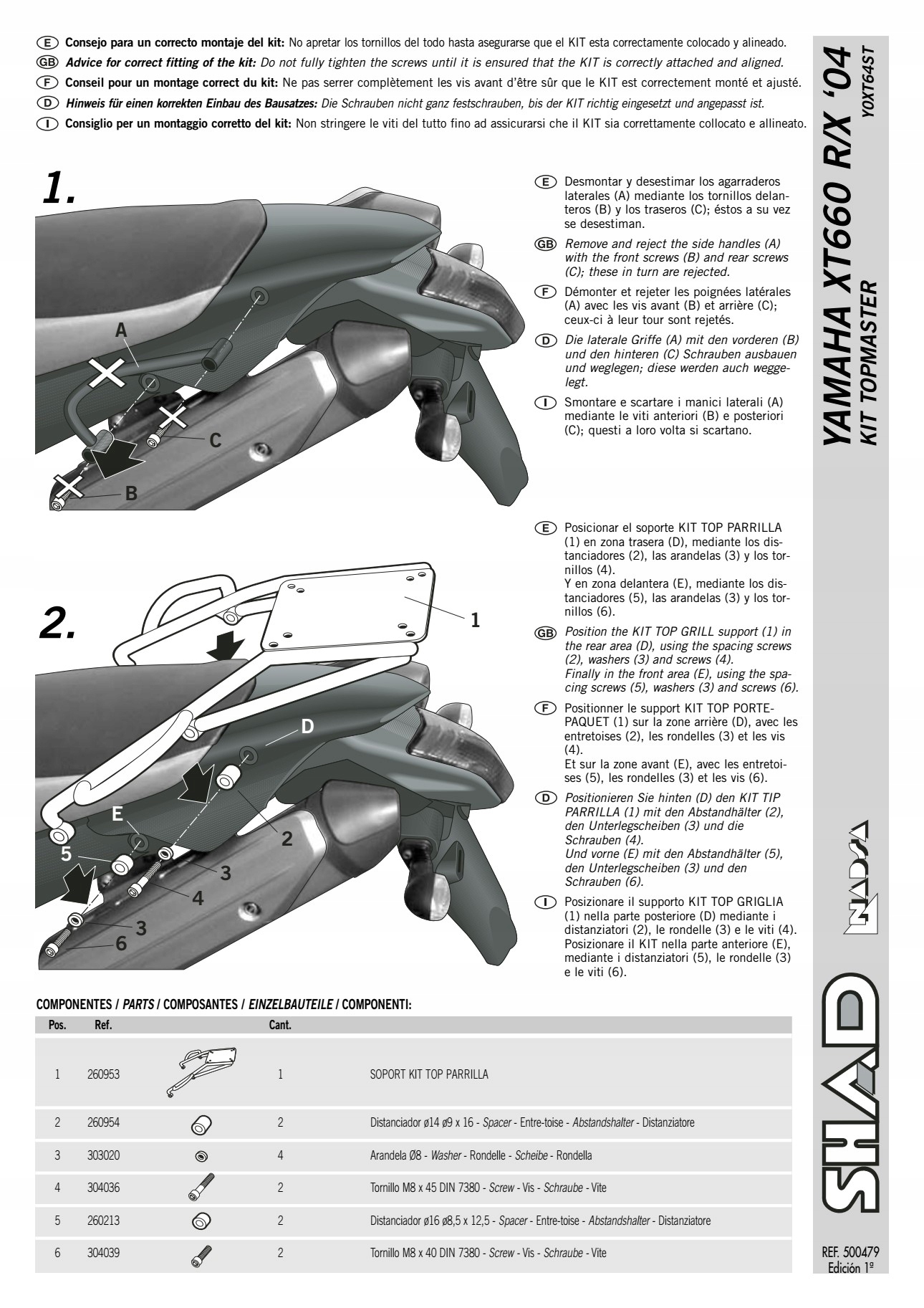 Tienidlo na rám KSHY0XT64ST YAMAHA XT660 R - 04/16