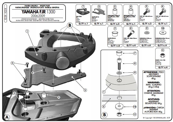 Centrálny nosič GIVI E228 pre FJR 1300 (06-16)