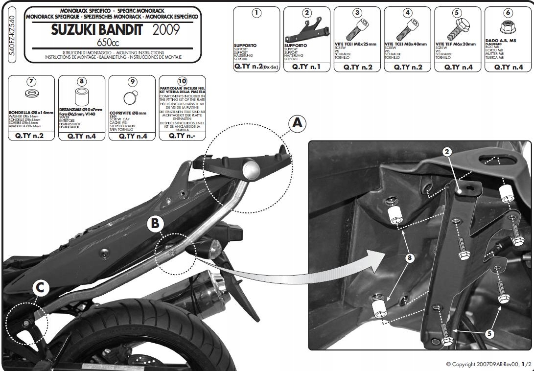 Centrálny regál Kappa kz540 GSF 650 Bandit 09-14
