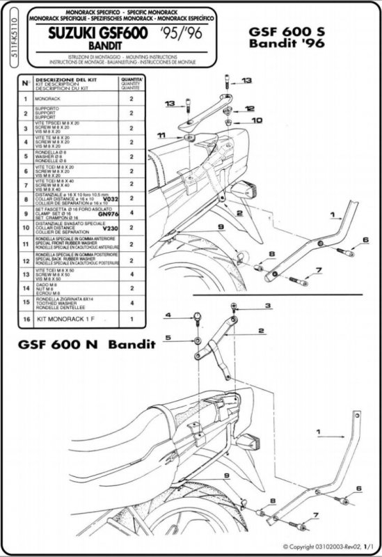 Rám hrudníka cent. Kappa K5110 GSF1200 96-99