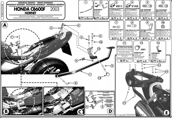 Rám hrudníka cent. Kappa KZ258 CB600F 03-06 bez plochého