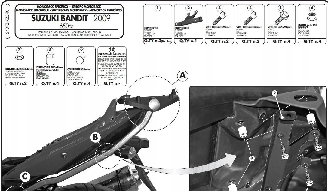 Rám hrudníka cent. Kappa KZ540 GSF650 09-15