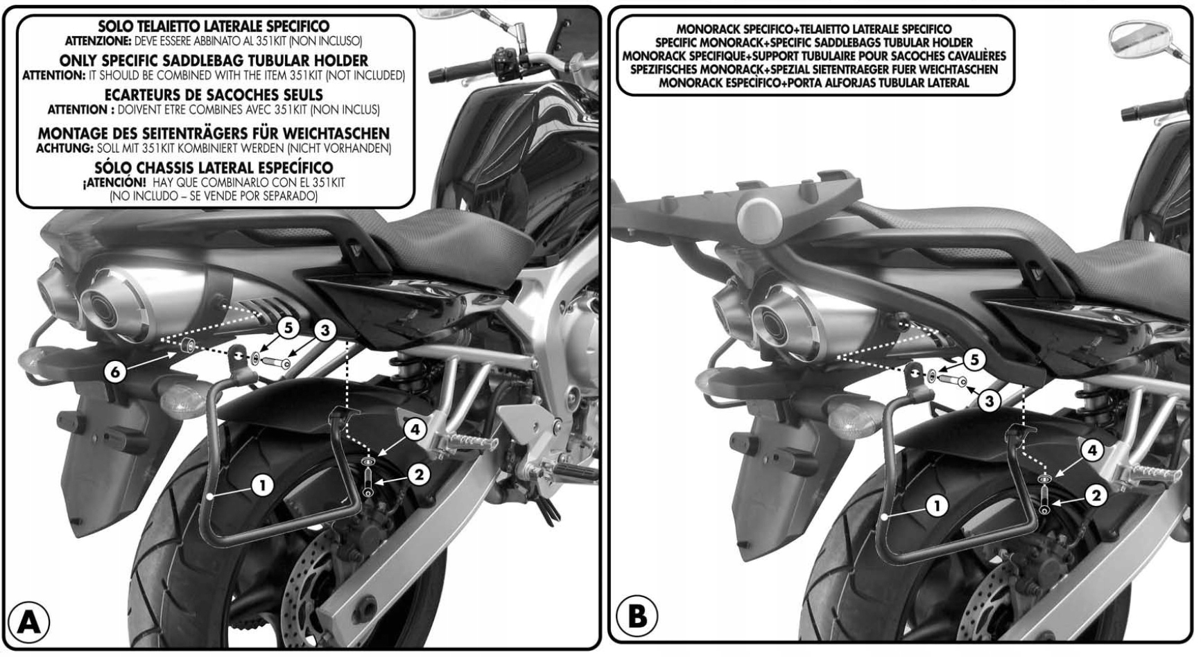 Regál pre Kappa TK351 Yamaha FZ6 04-06